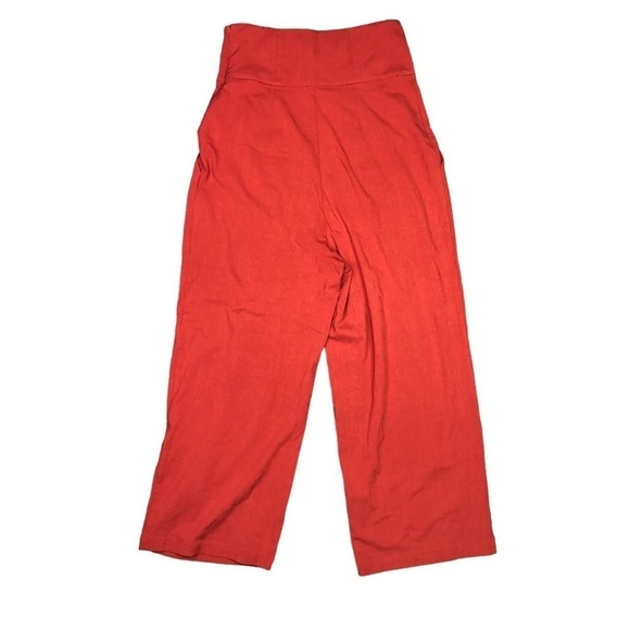 Free People Larissa Pant Terracotta Sunset orange high waist textured flowy 4 - Picture 3 of 8